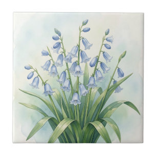 Blauglocken-Blumen Aquarell-Botanik Fliese