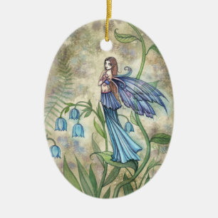 Blauglocken-Blumenfee-Ornament Keramikornament