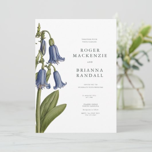 Blauglocken-Einladung (Hasenglöckchen) Einladung (Stehend Vorderseite)