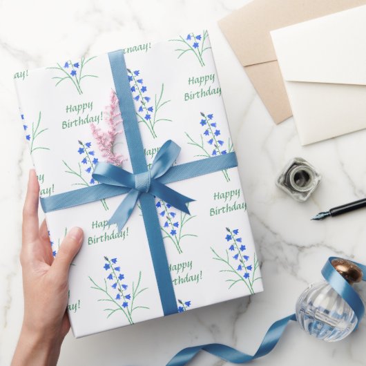 Blauglocken Geschenkpapier mit Text (Schenken)
