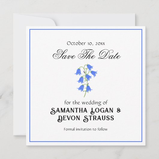 Blauglocken Hochzeitstermin Save The Date (Vorderseite)