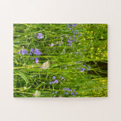 Blauglocken & Löwenzahn in wildem Frühlingsgras Puzzle (Horizontal)