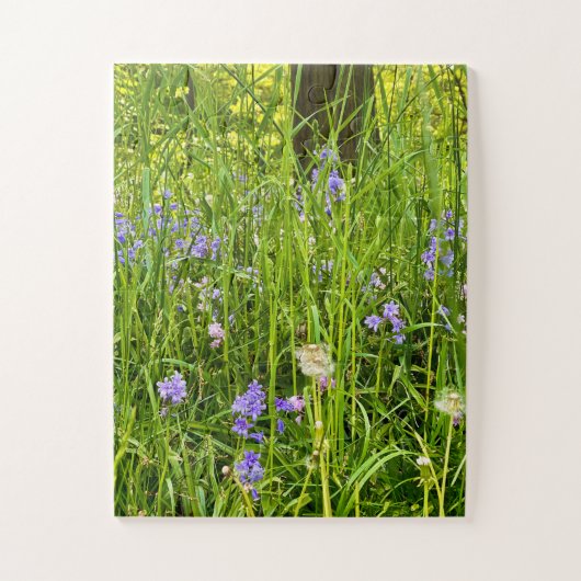 Blauglocken & Löwenzahn in wildem Frühlingsgras Puzzle (Vertikal)