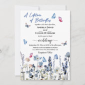 Blauglocken-Wildblumen Hochzeit mit QR-Code in ein Einladung (Vorderseite)