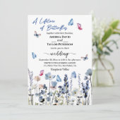 Blauglocken-Wildblumen Hochzeit mit QR-Code in ein Einladung (Stehend Vorderseite)