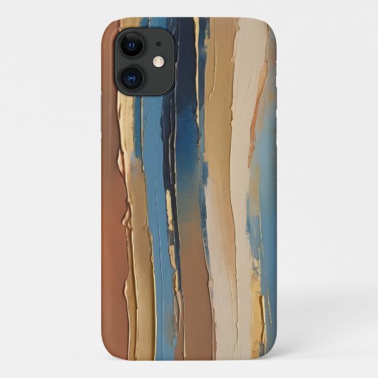 Blaugold beige und bronzefarbene texturierte Strei Case-Mate iPhone Hülle (Rückseite)