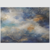 Blaugold-Damask-Decoupage-Abstrakte Textur Seidenpapier (Vorderseite)