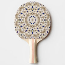 Blaugold geometrisches Blumen-Tischtennisschläger