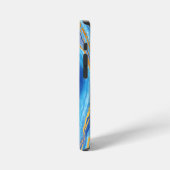 Blaugold hellblaue Marmor-Kunstmuster iPhone Hülle (Linke Seite)