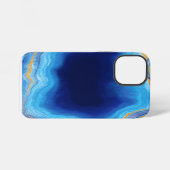 Blaugold hellblaue Marmor-Kunstmuster iPhone Hülle (Rückseite (Horizontal))