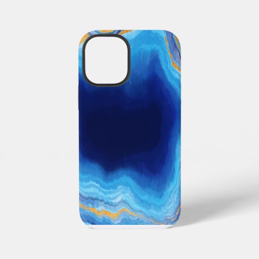 Blaugold hellblaue Marmor-Kunstmuster iPhone Hülle (Rückseite)