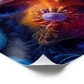 Blaugold- und violette psychedelische Fraktale Poster (Ecke)