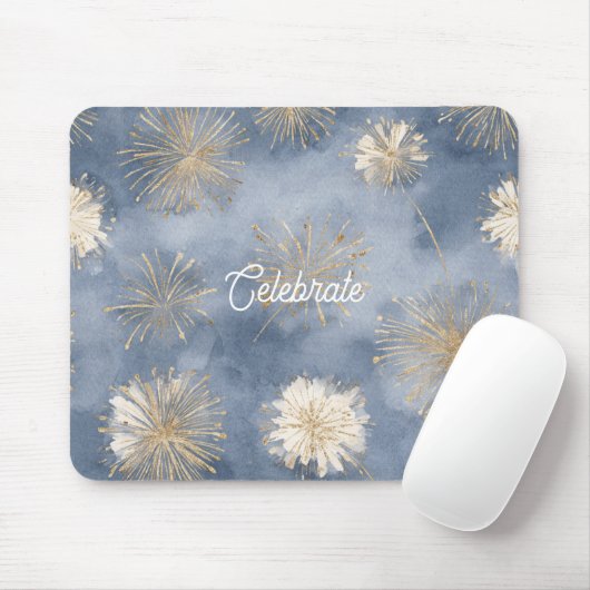 Blaugold Weiße Feuerwerke feiern Mousepad (Mit Mouse)