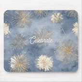 Blaugold Weiße Feuerwerke feiern Mousepad (Vorne)
