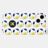 Blaugoldbälle-Muster mit Monogramm Case-Mate iPhone Hülle (Rückseite (Horizontal))