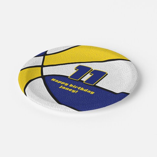 Blaugoldbasketball-Party Pappteller (Schrägansicht)