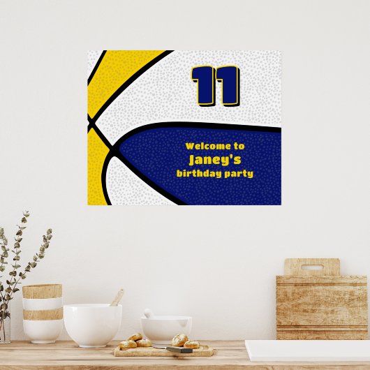 Blaugoldbasketballmannschaftsfarben Party Empfang Poster (Küche)