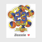 Blaugoldene Mannschaft färbt Basketball Aufkleber (Blatt)