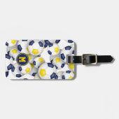 Blaugoldene Mannschaftsfarben Fußbälle Muster Gepäckanhänger (Vorderseite horizontal)