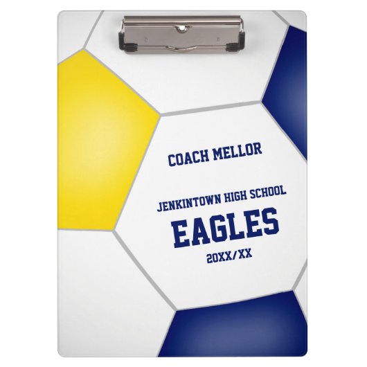 Blaugoldener Mannschaftsfarben Fußball-Trainer Klemmbrett (Vorderseite)