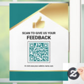Blaugoldener QR-Code Kundenfeedback Bewertung Fensteraufkleber (Zuhause)