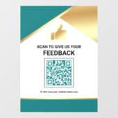 Blaugoldener QR-Code Kundenfeedback Bewertung Fensteraufkleber (Blatt)