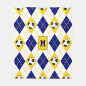 Blaugoldfarben-Fußball-Raute Fleecedecke (Vorderseite)