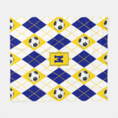 Blaugoldfarben-Fußball-Raute Fleecedecke (Vorderseite (Horizontal))