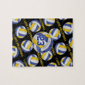 Blaugoldmädchen I Liebe Volleyball personalisiert Puzzle (Horizontal)
