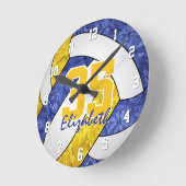 Blaugoldmädchenteam Farben Volleyballzimmer Runde Wanduhr (Winkel)