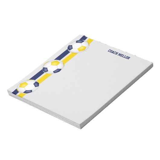 Blaugoldmannschaft Farben Fußball-Trainer-Brauch Notizblock (Rotiert)