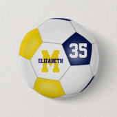 Blaugoldmannschaft färbt Mädchenfußball personalis Button (Vorderseite)