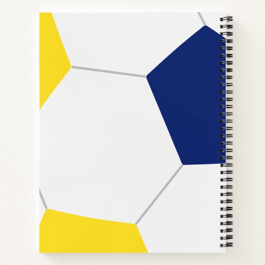 Blaugoldmannschaftsfarben mit Monogramm Fußball Notizblock (Rückseite)