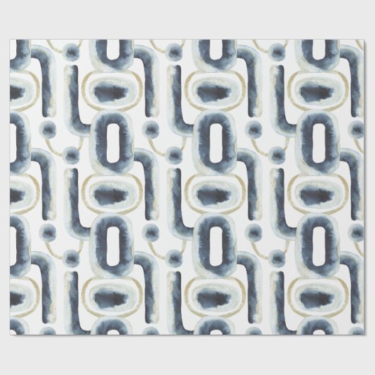 Blaugoldmarmorfarbenes Wasserfarbmuster Geschenkpapier (Flach)