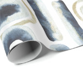 Blaugoldmarmorfarbenes Wasserfarbmuster Geschenkpapier (Rolleneckpunkt)