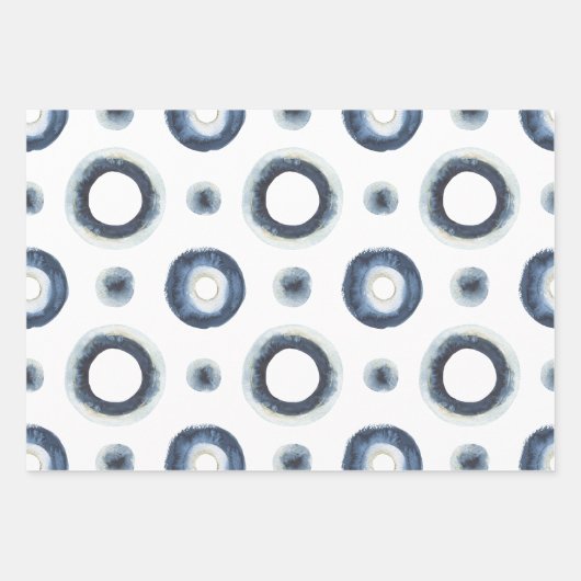 Blaugoldmarmorfarbenes Wasserfarbmuster Geschenkpapier Set (Vorderseite 3)