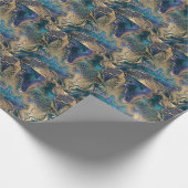Blaugoldmarmorierung: abstrakter Hintergrund. Geschenkpapier (Ecke)