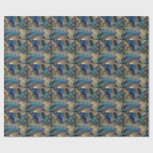 Blaugoldmarmorierung: abstrakter Hintergrund. Geschenkpapier (Flach)