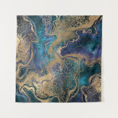 Blaugoldmarmorierung: abstrakter Hintergrund. Wandteppich (Vorderseite (Horizontal))