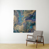 Blaugoldmarmorierung: abstrakter Hintergrund. Wandteppich (Beispiel (Horizontal))