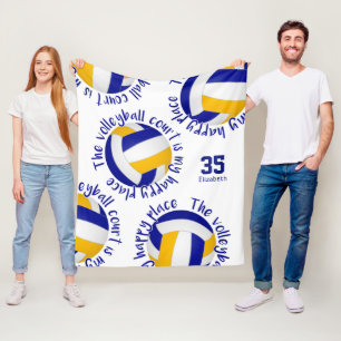 Blaugoldvolleyball-Happy Place Typografie Fleecedecke