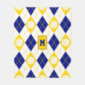 Blaugoldvolleyball-Mannschaftsfarben Raute Muster Fleecedecke (Vorderseite)