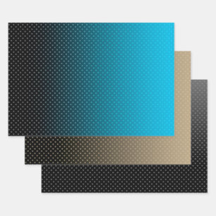 Blaugradität mit kleinen Polka-Punkten Geschenkpapier Set