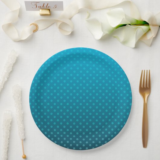 Blaugradität mit kleinen Polka-Punkten Pappteller (Hochzeit)