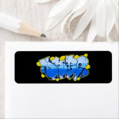 Blaugraffiti an einer Ziegelwand (Insitu)