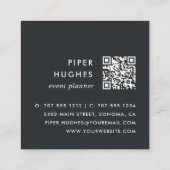 Blaugrau | Boho Floral QR Code Quadratische Visitenkarte (Rückseite)