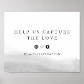 Blaugrau | Hochzeitshashtag-Zeichen Poster (Vorne)