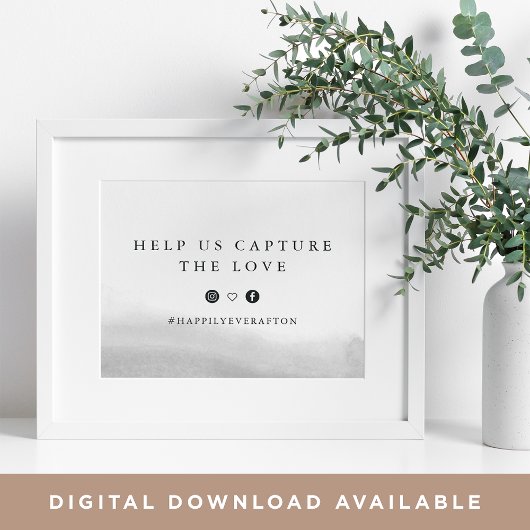 Blaugrau | Hochzeitshashtag-Zeichen Poster