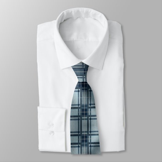 Blaugrau Karo Tartan Krawatte (Gebunden)