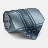 Blaugrau Karo Tartan Krawatte (Gerollt)